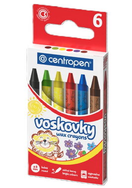 Wax crayons 6 pcs Centropen, washable