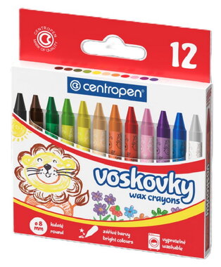 Wax crayons 12 pcs Centropen, washable