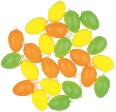 Hanging Plastic Eggs 6 cm, 24 pcs in Bag