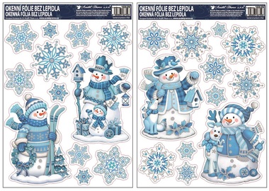 Decorative Window Cling with Glitter Snowmen 42 × 30 cm