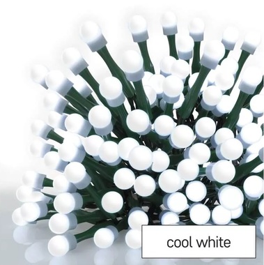 LED Christmas cherry chain - balls, cold white, 8 m, 80 LEDs, 8 functions, timer