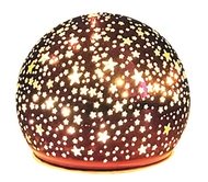 11702 Sv&iacute;t&iacute;c&iacute; skleněn&aacute; koule s hvězdičkami &ndash; v&iacute;nov&aacute;, o 10 cm, tepl&aacute; b&iacute;l&aacute;, 10 LED, časovač-1