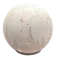11703 Sv&iacute;t&iacute;c&iacute; skleněn&aacute; koule s motivem krajiny &ndash; b&iacute;l&aacute;, o 12 cm, tepl&aacute; b&iacute;l&aacute;, 10 LED, časovač-2
