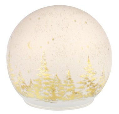 Világító üveggömb tájkép motívummal – fehér, o 10 x 11 cm, meleg fehér, 10 LED, időzítő