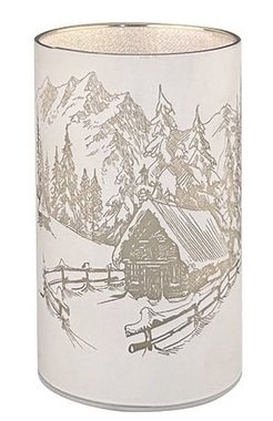 Világító üveghenger hegyekkel - szürke, o 9 x 20 cm, meleg fehér, 10 LED, időzítő
