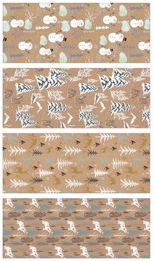 Téli csomagolópapír dombornyomással, 4 motívum keveréke, 70 g, 200 x 70 cm