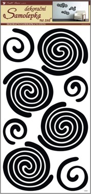Wall Sticker 60x32 cm, Black Spirals