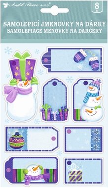 Gift tags blue-violet 3D 12.5 x 23 cm with glitter, 8 pcs.