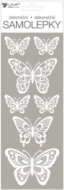 White Stickers with glitter - Butterflies 11 x 30 cm