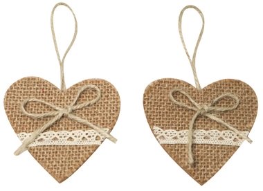 Hanging Jute Heart 7,5 x 7 x 0,3 cm, 2 pcs