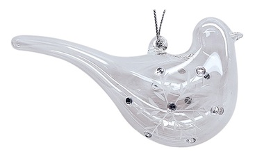 Glass Bird with Snowflake 11 x 4 x 2.5 cm