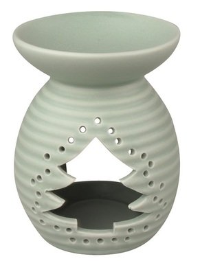 Porcelain Aroma Lamp with Tree 9 x 12 cm green
