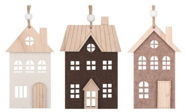 Hanging Felt House with Wooden Parts 8 x 12 x 0,5 cm