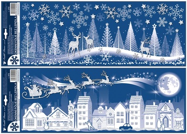 Decorative Window Cling with Glitter City and Forest 21 × 59.5 cm