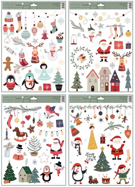 Decorative Window Cling with Glitter Christmas Colorful 30 × 42 cm