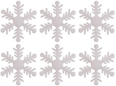 White Glitter Snowflake with double-sided Sticker 6 cm, 6 pcs