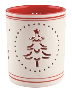 Ceramic Candle Holder with Tree, 7 x 9  cm 