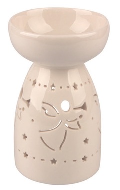 Porcelain Aroma Lamp with Angel, White 8 x 14 cm 