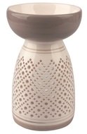 Ceramic Aroma Lamp Tall, Grey and White 10 x 16 cm 