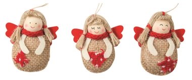 Hanging Angel Red design 7 cm, Jute 