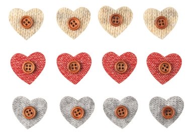 Heart with Sticker 3 x 3 x 0,3 cm, 12 pcs in Bag