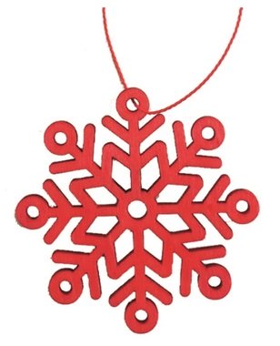 Hanging Wooden Snowflake 8 cm, Red