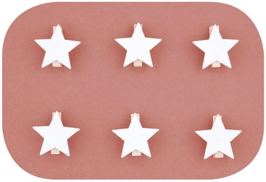 Wooden Star 4 cm, on Wooden Peg, 6 pcs