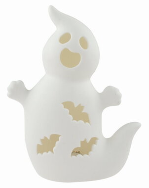 Világító porcelán Ghost 12 x 15 x 6,5 cm, meleg fehér, 1 LED, időzítő