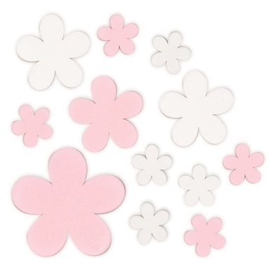 Wooden Flowers Mix os Sizes 4,5 - 2,5 x 4,5-2,5 x 0,3 cm, 12 pcs