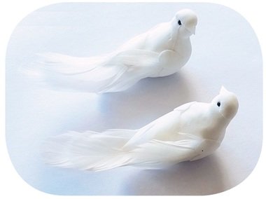 Bird on Clip 14 x 4 x 4 cm, 2 pcs, White 