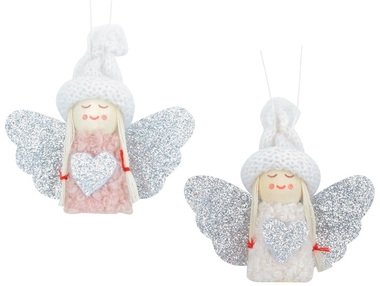 Függő angyal ezüst szárnyakkal 7,5 cm