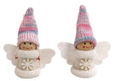 Angel with a rainbow Hat in a white Sweater for hanging 8.5 cm