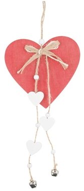 Hanging Wooden Heart 12 x 25 x 0,5 cm, Red