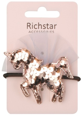 Hair Elastic Golden Unicorn 1 pc, 8 x 6,5 cm