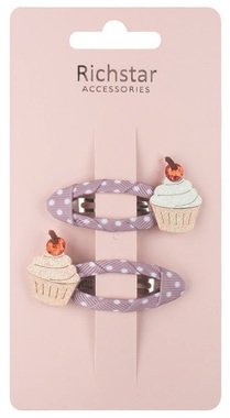 Hair clips – Glitter Cupcakes, 5.5 × 3 × 0.5 cm, 2 pcs