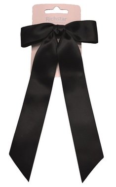 Hair bow Clip, Black, 11.5 × 3.5 cm + 18 cm ribbon