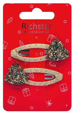 Hair clips – trees, Glitter, 6 × 3 × 0.5 cm, 2 pcs