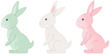 Wooden Rabbit 3 x 4 x 0,3 cm w/Double-sided Sticker 24 pcs