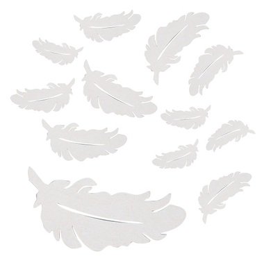 Wooden Feathers Mix of Sizes 5 x 4 x 0,3 cm, 12 pcs 