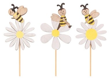 Wooden flower with bee on a stick 5 x 7 x 0,5 cm