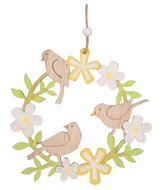 Wooden Wreath with Birds for hanging 15,5 x 15,5 x 0,5cm