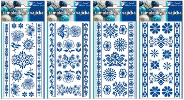 Egg Gel Stickers 19 x 9 cm, White and Blue design