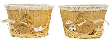 Easter Basket with Jute and Lace 14 x 14 x 9 cm