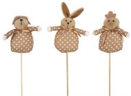 Brown Fabric Easter Animal 8 x 9 x 3 cm + Stick