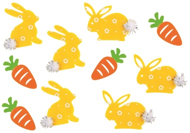 Rabbits and Carrots 2-5 x 5-4 x 0,3 cm with Double-sided Sticker, 10 pcs Bag