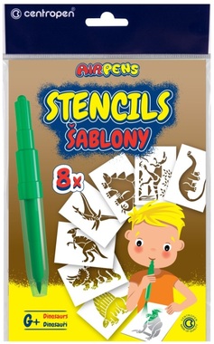 Stencils A5, 8 pcs, Dinosaurs, CENTROPEN