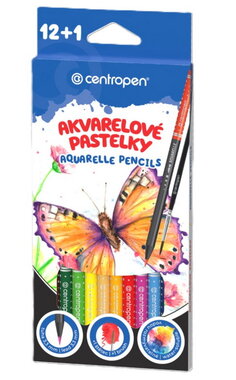 Watercolor crayons 12 pcs with brush, Centropen